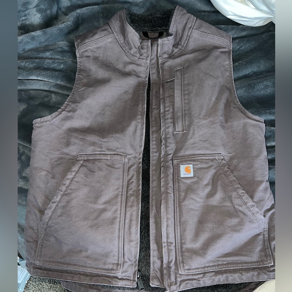 WOMEN'S SHERPA LINED VEST - RELAXED FIT - WASHED DUCK size medium